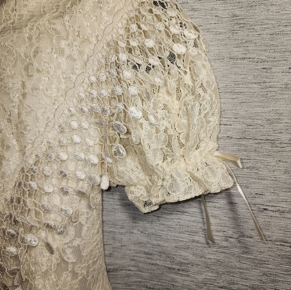 Vintage Lace Girls Dress Ivory 10 Roses - Picture 9 of 9